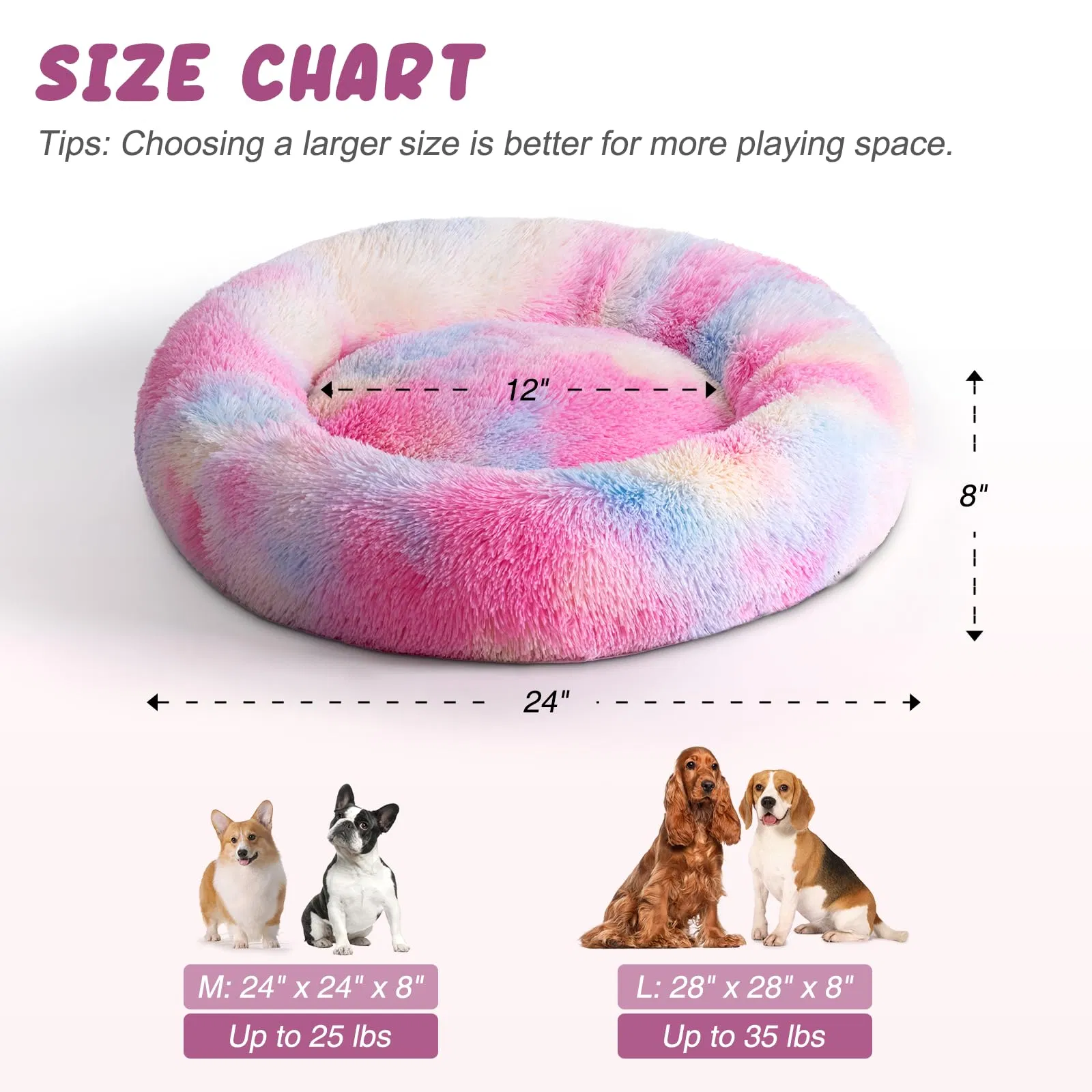 Somkaco Washable Dog Mat Shaggy Model Round Cat Bed Calming Pet Bed