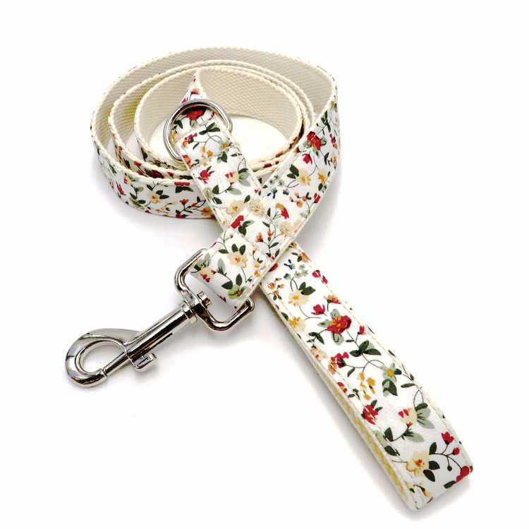 Wholesale Customized All Size Dog Luxury Pattern Dog Bow Tie Durable Fabric Webbing Leash Dog Collar