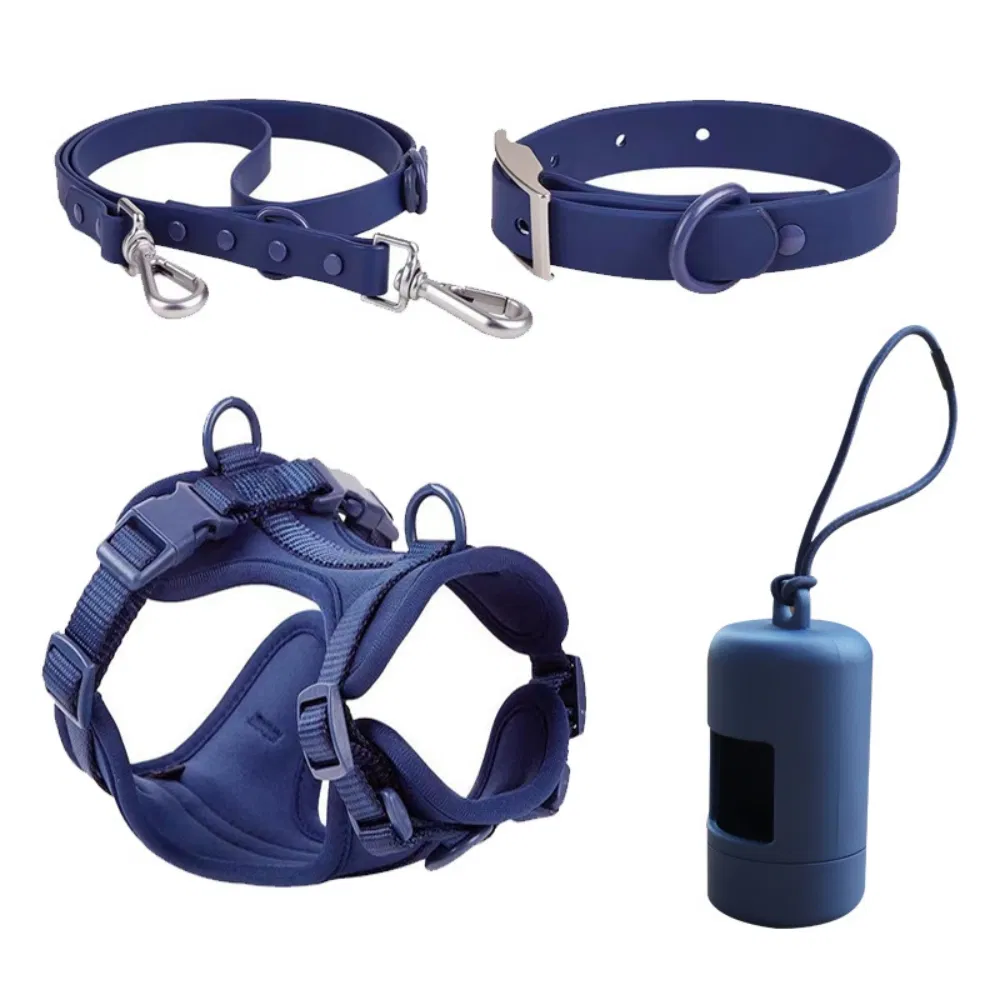 Wholesale Dog Harness Combine with Waterproof Collar Leash &amp; Poop Bag Holder Offer by Pet Product Manufacturer Brand Logo Soft Neoprene Pet Vest