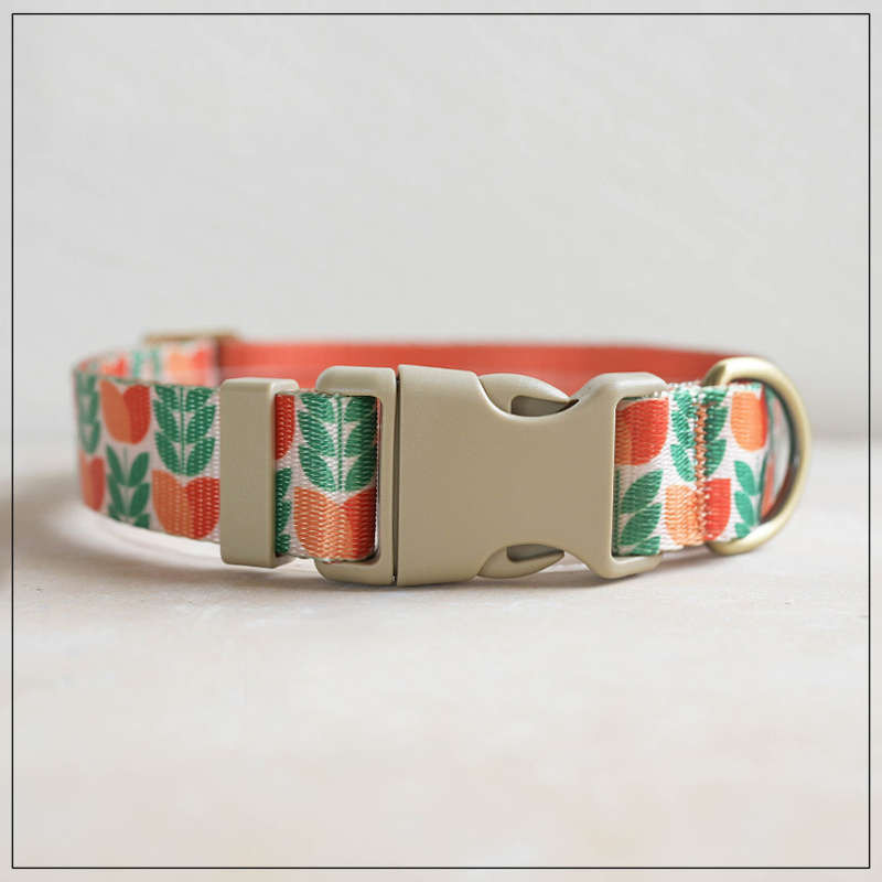 New Design Orange Tulip Adjustable Pet Dog Collar