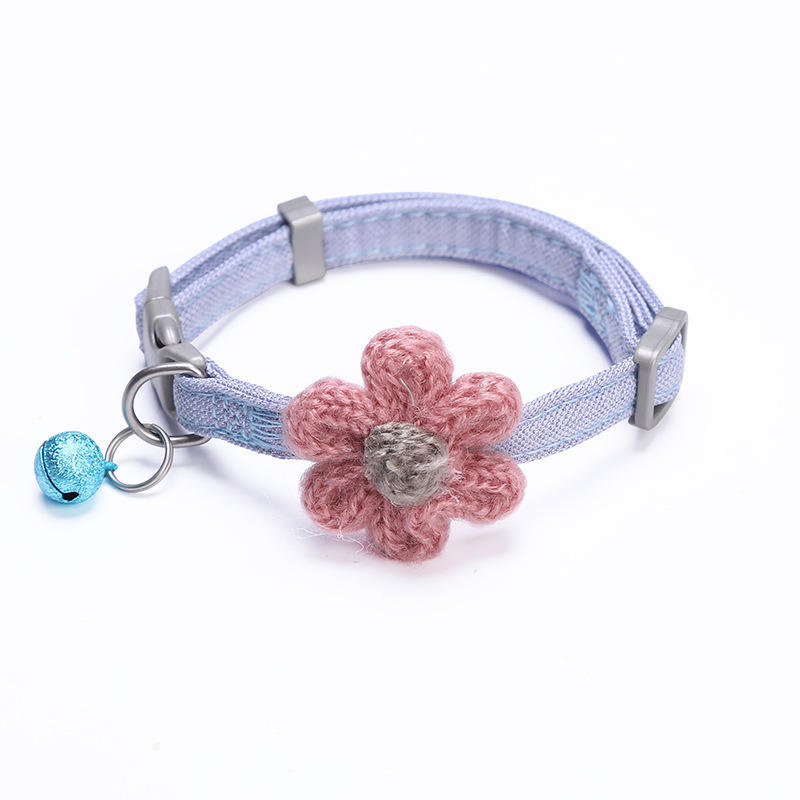 Pet Supplies Cat Dog Bell Flower Woven Adjustable Collar Factory Customized High Quality