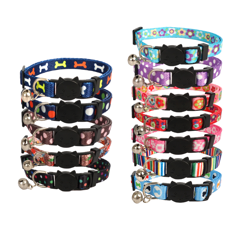Colorful Cute Bell Collar Adjustable Buckle Cat Collar Pet Supplies Footprint Personalized Kitten Collar Small Dog Accessory
