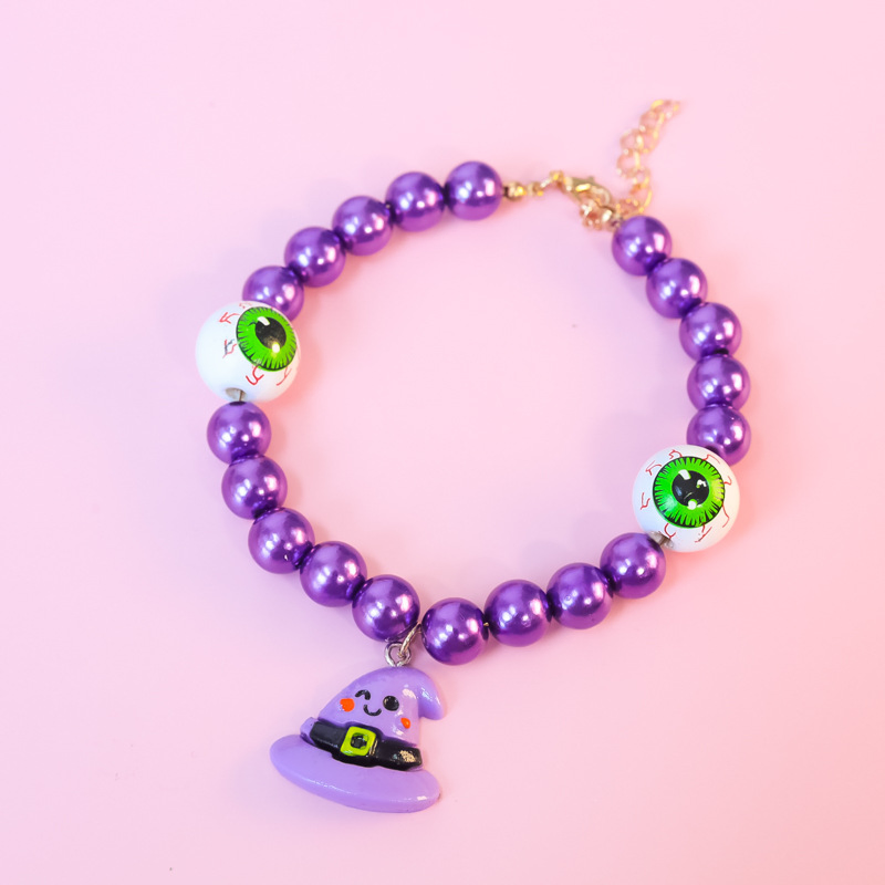 Halloween Pet Collar Cat Dog Pearl Necklace Accessories Pumpkin Hat Spider