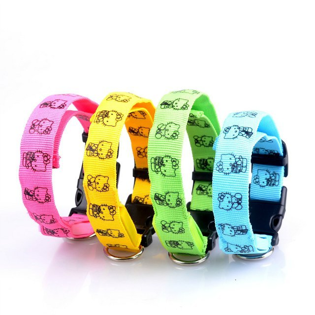 USB Rechargeable Safety Cute Cartoon LED Night Glowing Waterproof Dog Collar with Safety Break