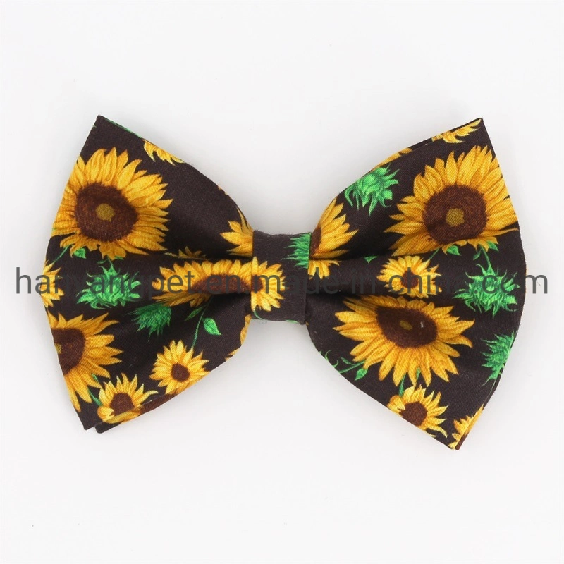 Hanyang OEM Pet Accessories Pet Product Custom Wholesale Floral Personalized Pet Bow Tie Dog Collar Set with Bandana