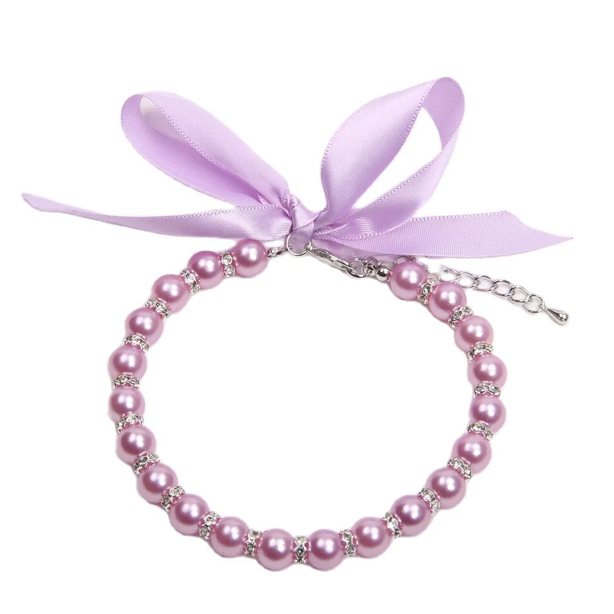 Wholesale Hot Pet Necklace Shiny Rhinestone Accessories Dog Cat Pearl Collar Multi-Color