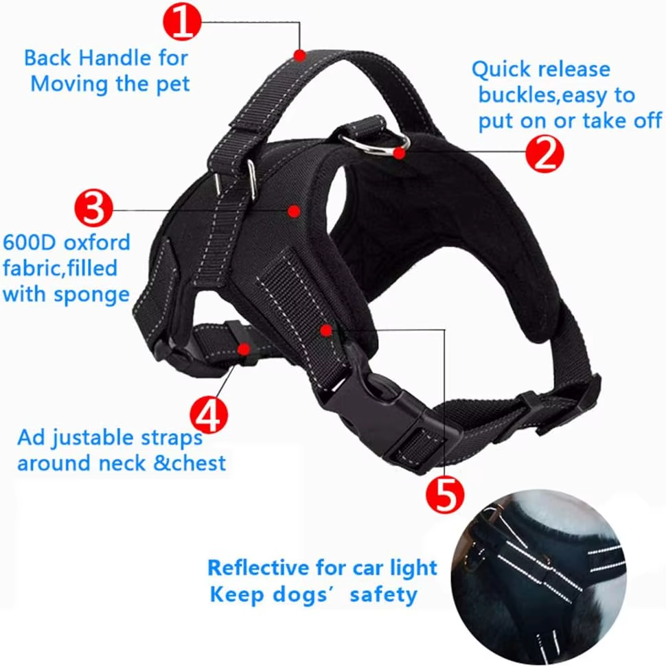 Cushioned Chest Compression and Reflective Breathable Premium Safety Mesh Pet Dog Harness