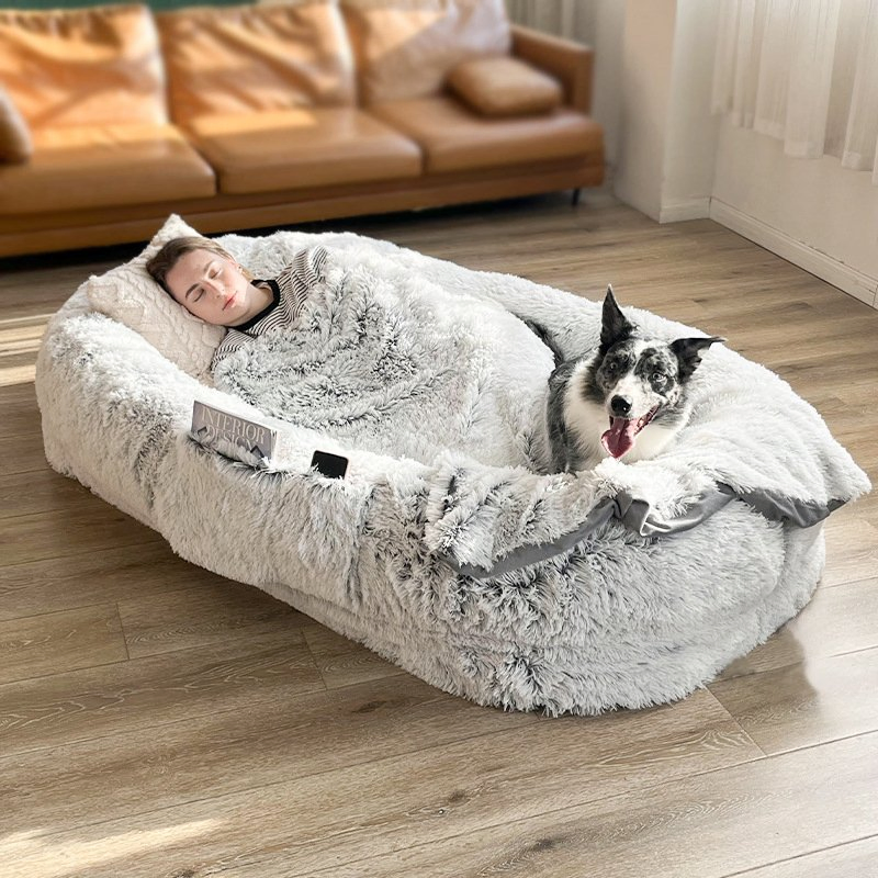 Wholesale Giant Plush Dog Sofa Bed Round Design Human Pet