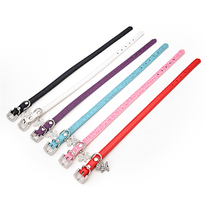 Wholesale PU Leather Hot Sale Dog Rhinestone Crystal Pet Collars