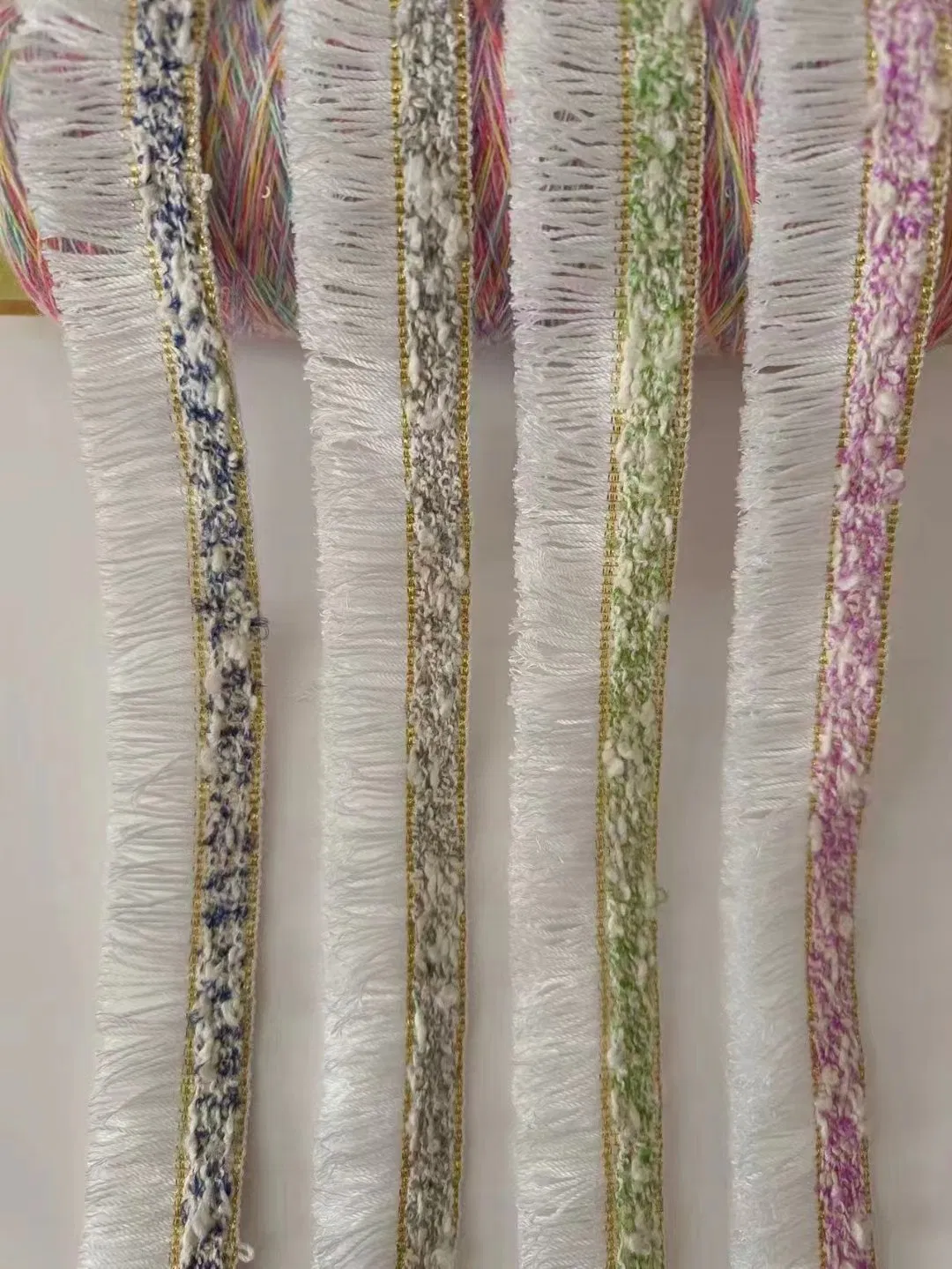 Wholesale Fashion Ribbon 4cm Width Stripe Tassel Embroidery Webbing for Garment