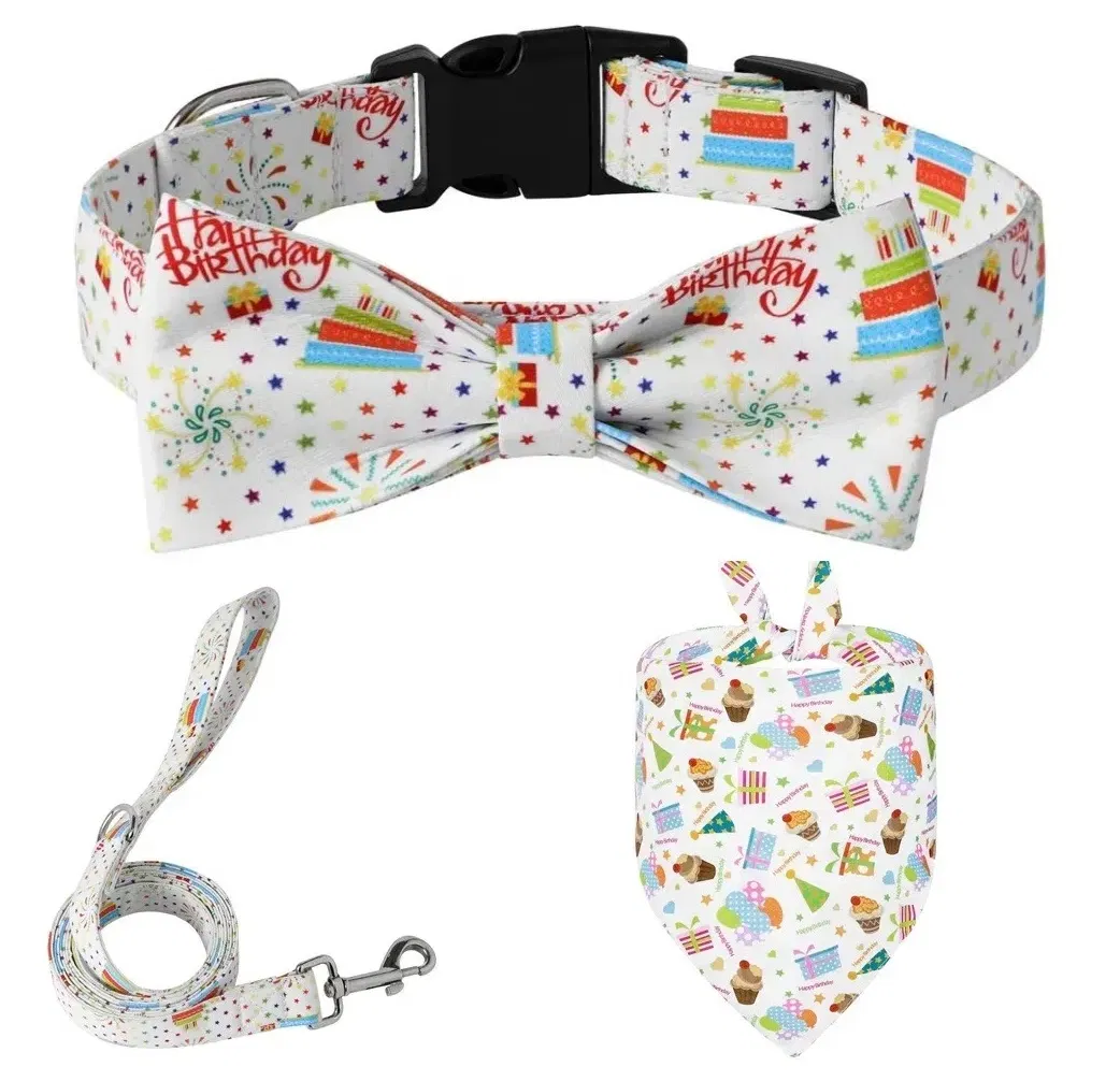 Pet Supplies Birthday Gift Dog Collar Bandana Set Adjustable Pet Collar