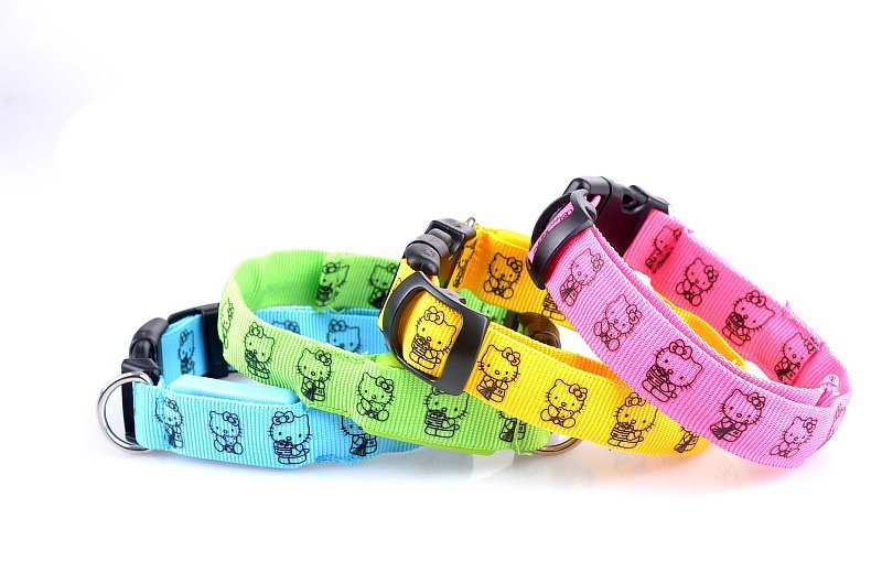 USB Rechargeable Safety Cute Cartoon LED Night Glowing Waterproof Dog Collar with Safety Break
