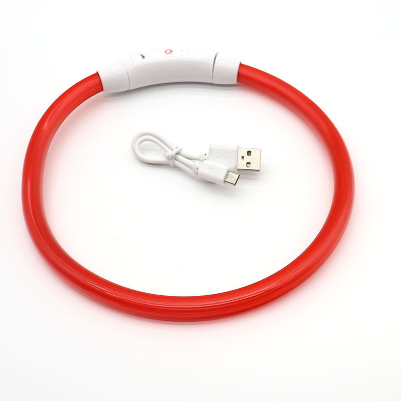 LED Luminous Collar PVC Collar USB Charging Dog Glow-in-The-Dark Ring