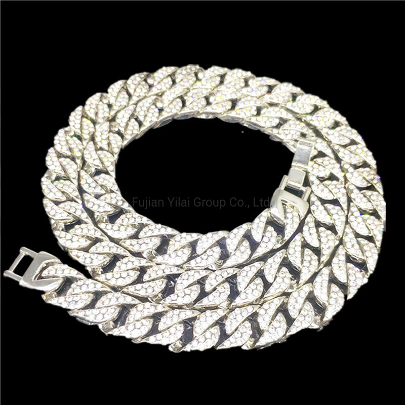 Bling Crystal Big Link Stainless Steel Chunky Dog Chain Diamond Pet Collar