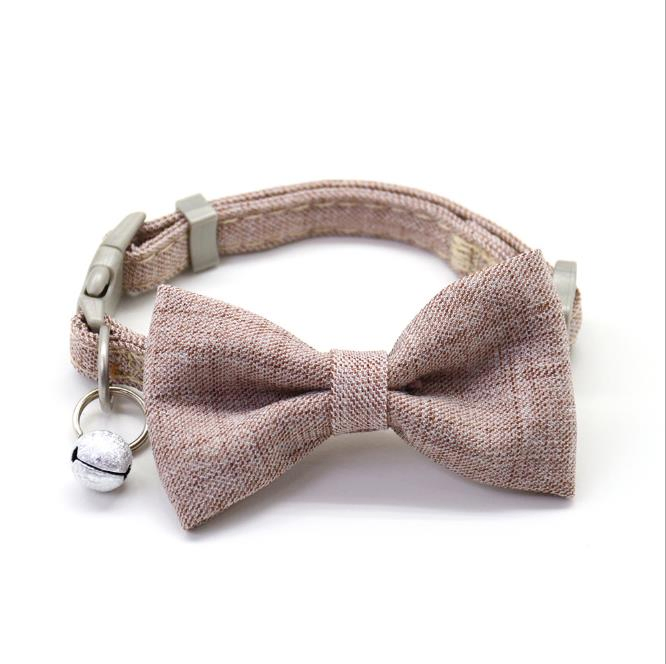 Adjustable Lovely Small Bell with Bow Cotton Quilt Dog Collar