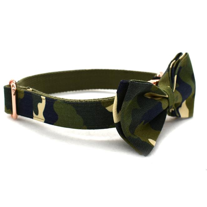Adjustable Camouflage Luxury Print Bow Decoration Nylon Tactical Pet Dog Collars