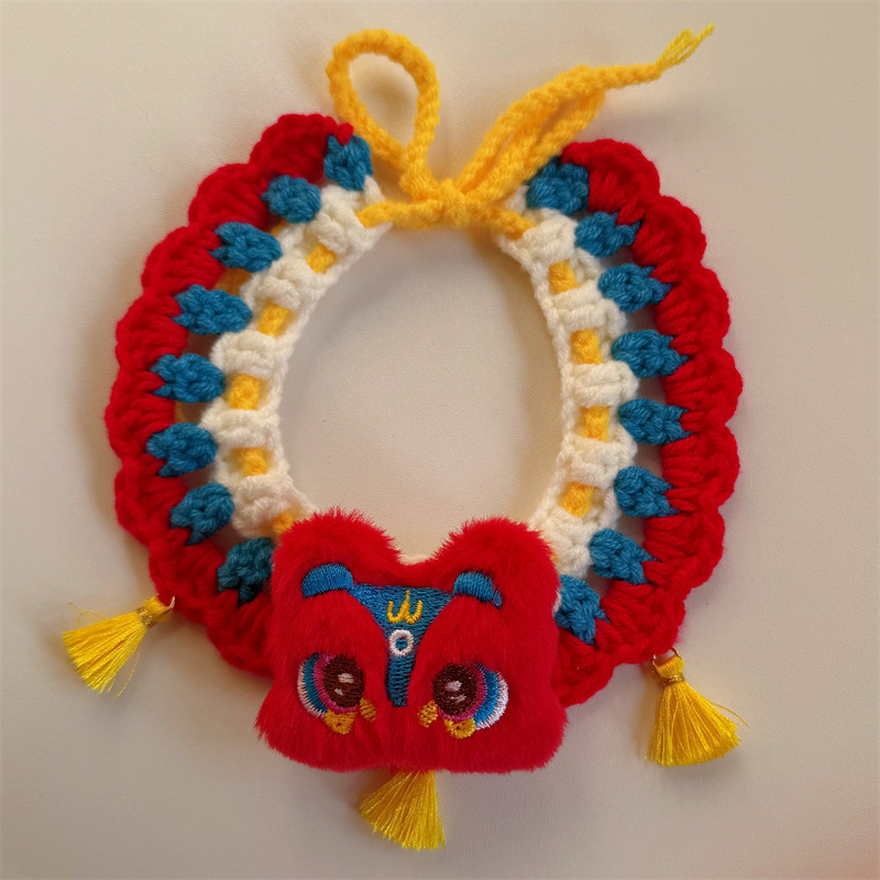 2025 New Design Cute Christmas Pet Accessories Adjustable Dog Cat Knitting Bandana Scarf Collar