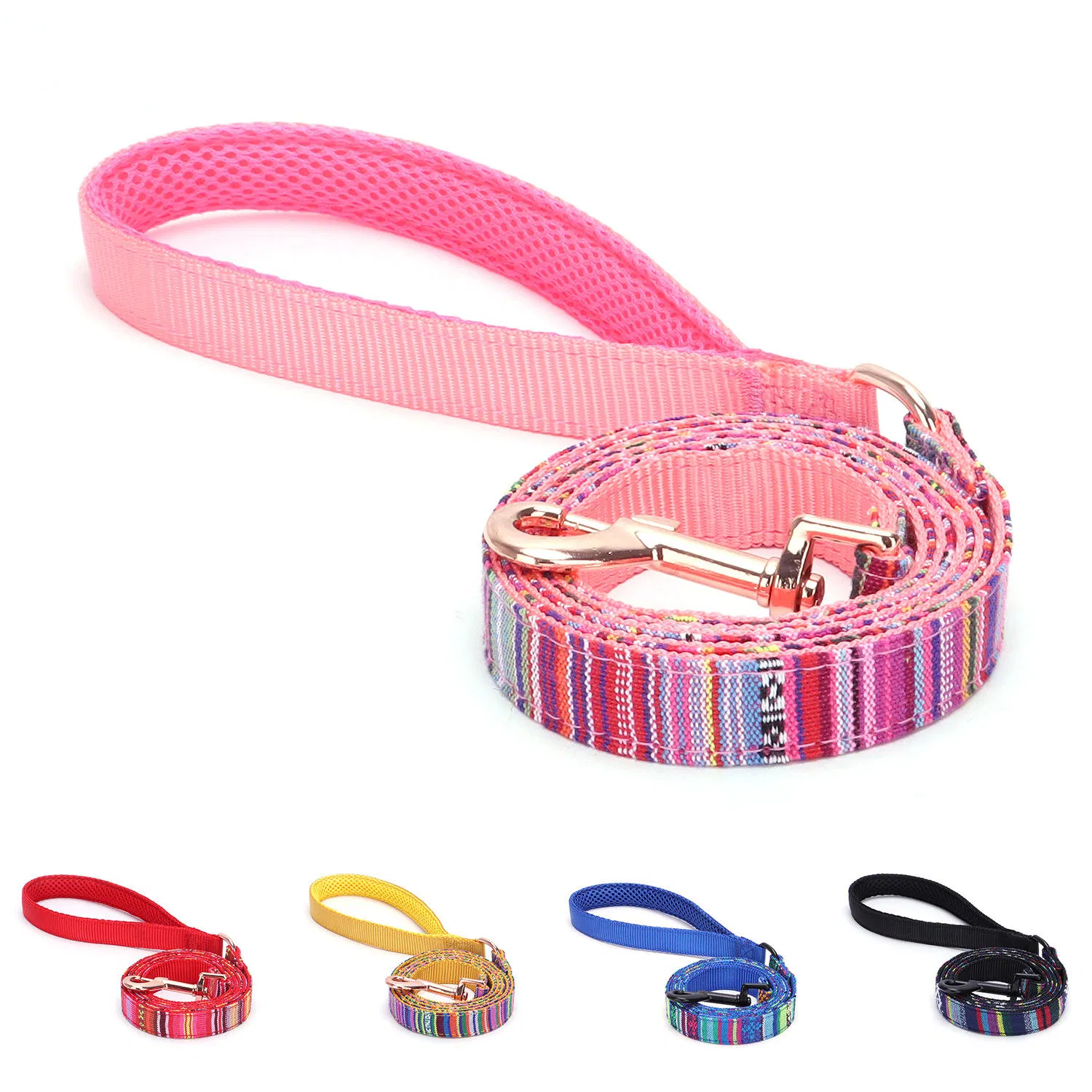 Rose Golden Metal Buckle Dog Collar with Pet ID Design
