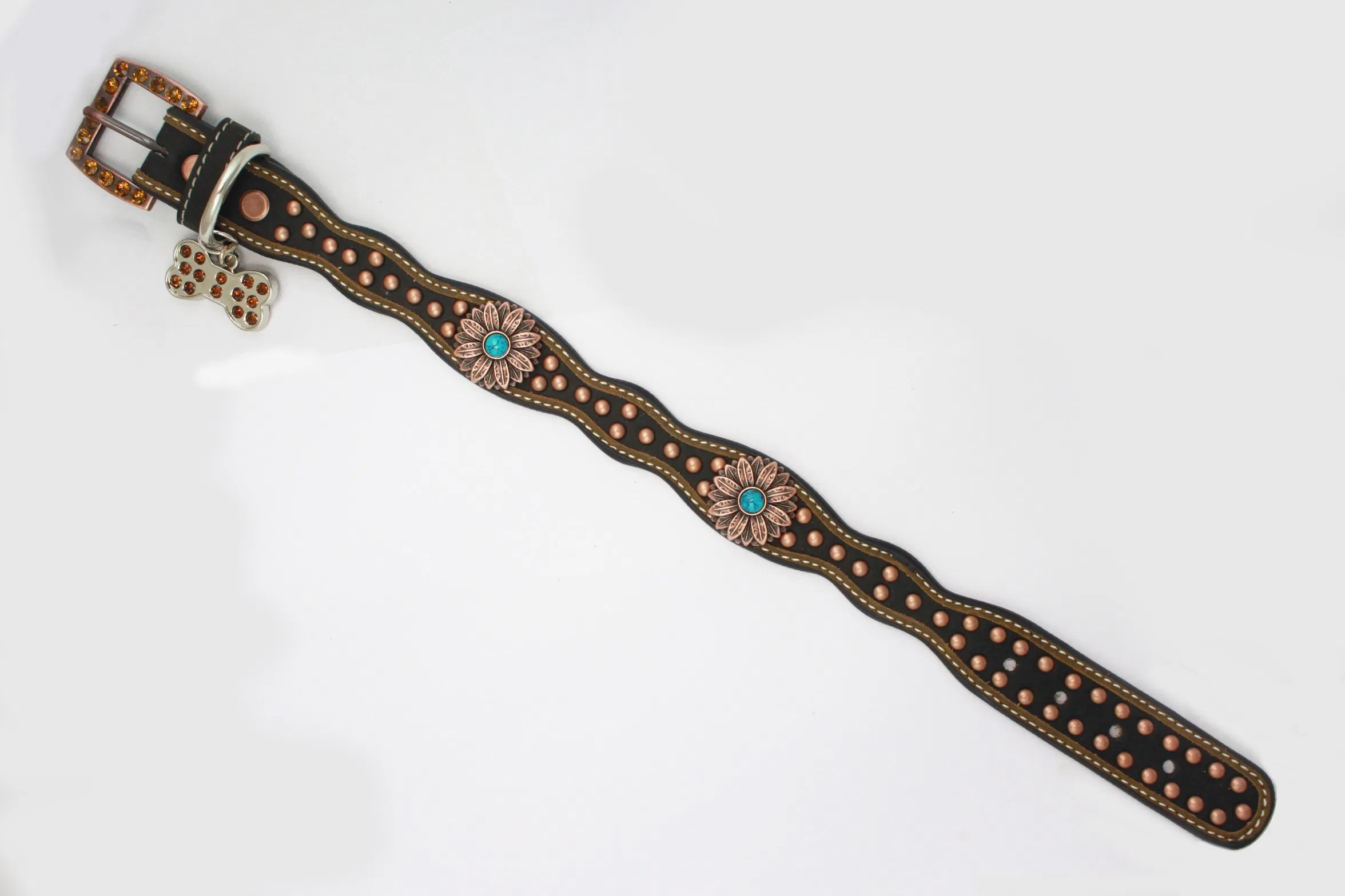 OEM Custom Leash Luxury Personalized Logo Adjustable Pet Blank Plain PU Western Dog Collar