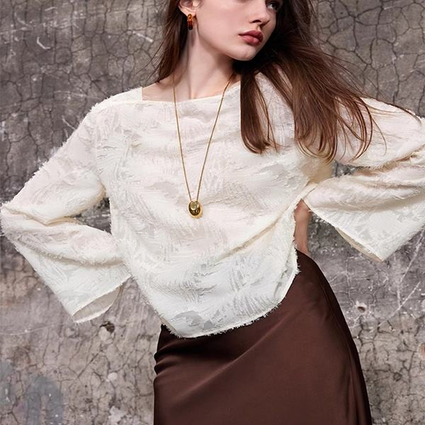 White Shirt Small Tassel Collar Blouse Loose Joker Long Sleeve Shirt Female