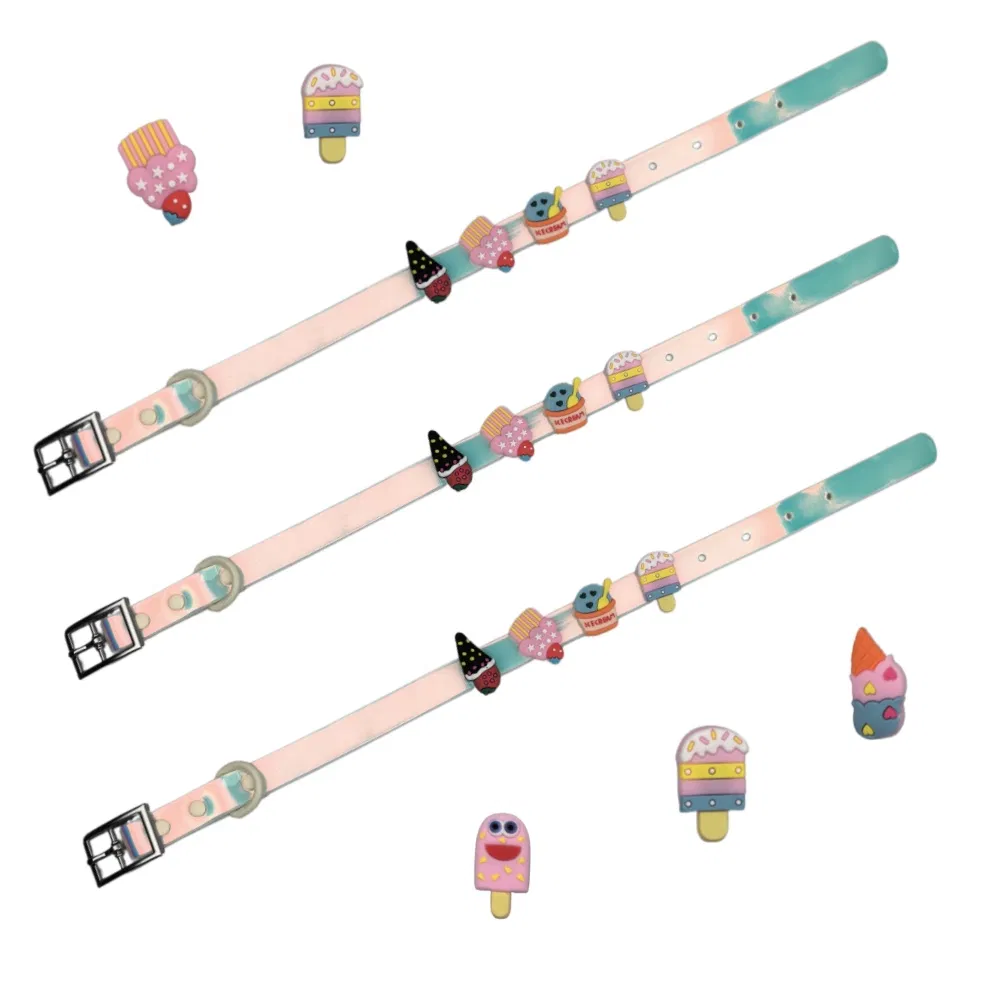 DIY Waterproof Dog Collar with Cute Ice Cream Accessory New Fashion Pet Accessories DIY Charms for Silicone Dog Cat Collars