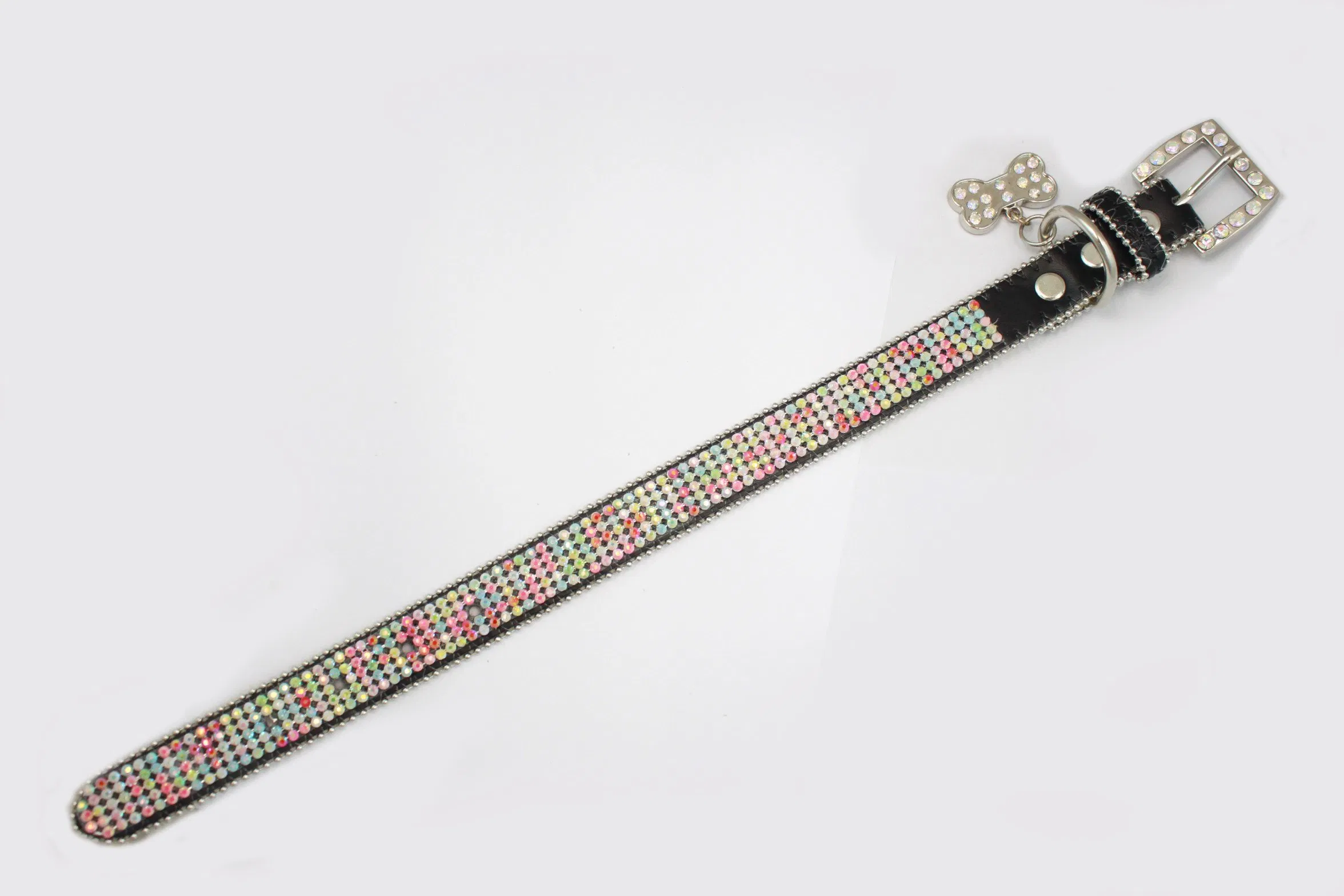 Rhinestone Bling PU Thin Leather Collar for Dog Cat Pet Crystal Diamond Dog Collar Strap