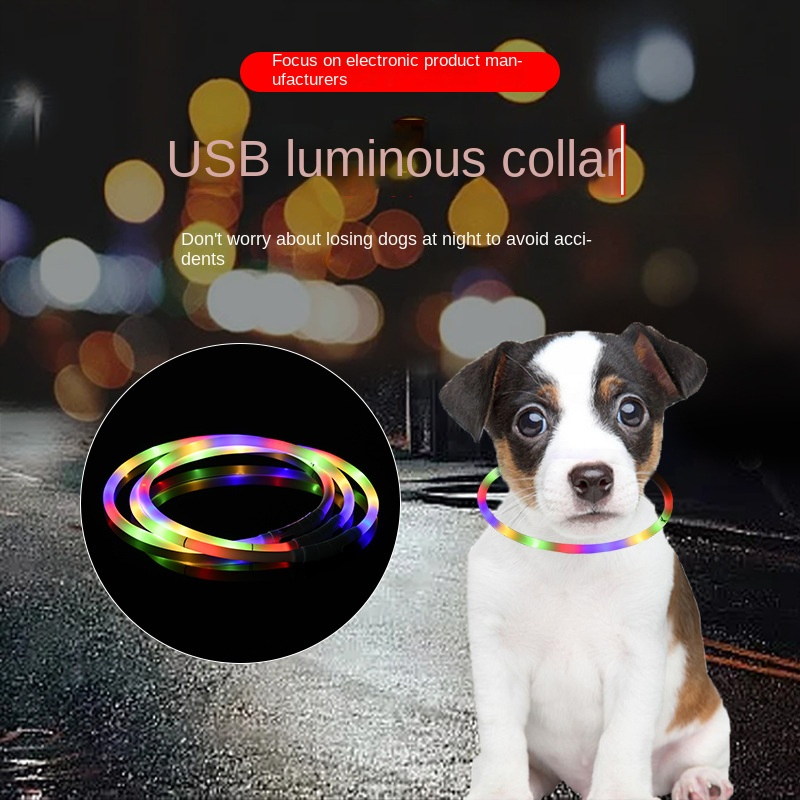2025 Hot Sell USB Rechargeable LED Luminous Dog Collar Glow-in-The-Dark Dog Collar