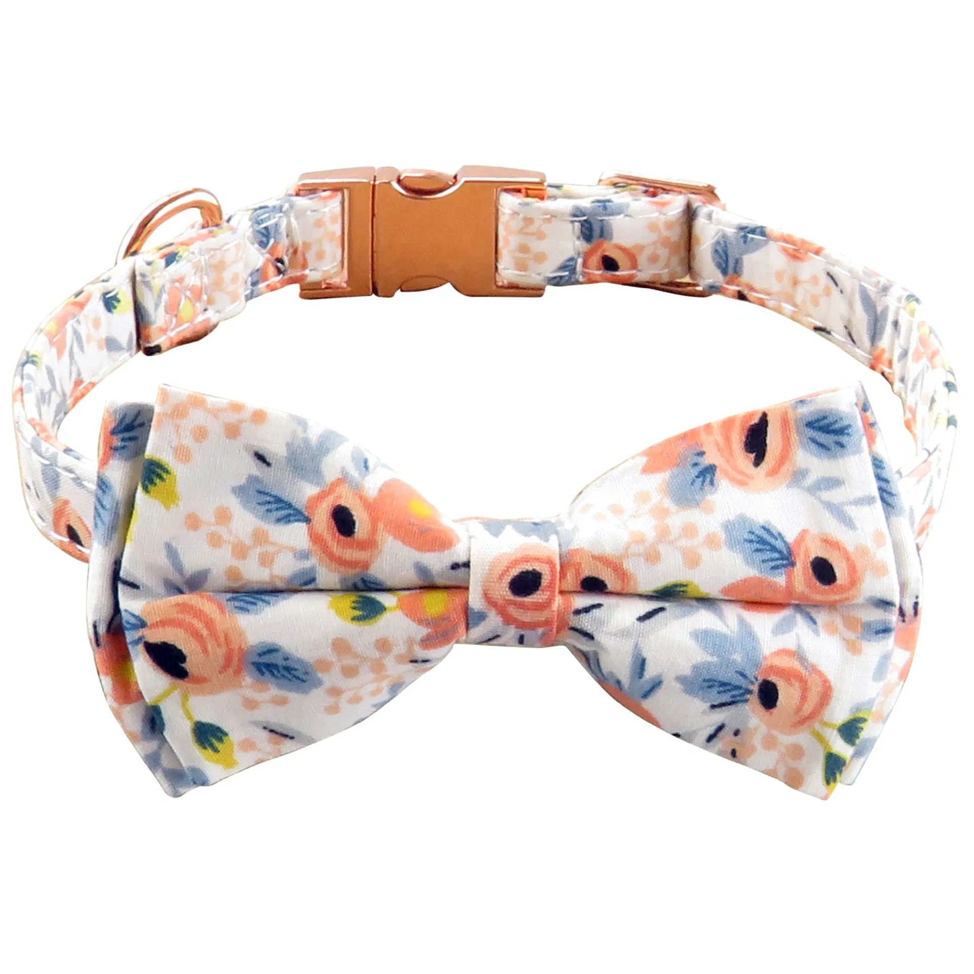 Pet Partner New Pet Collar Floral Dog Collar All Metal Rose Gold Buckle Bow Collar