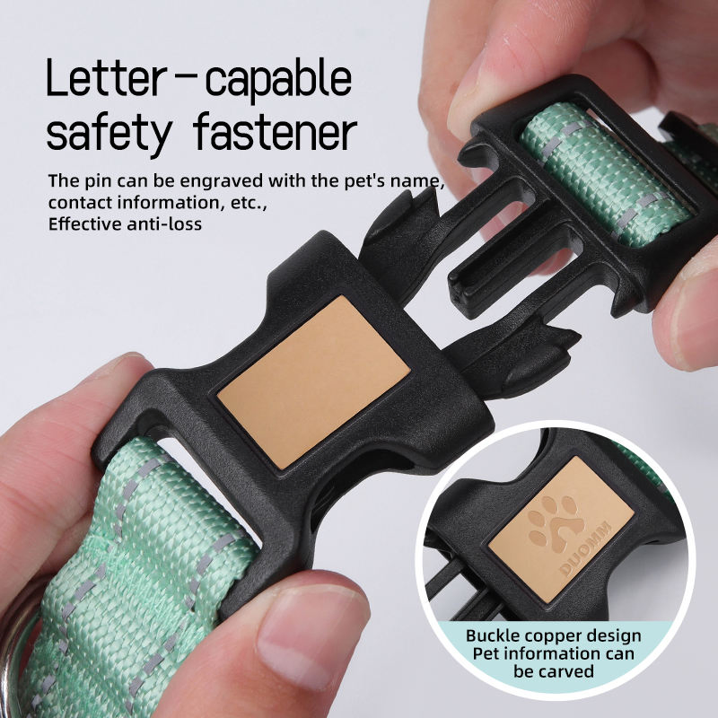 Anti-Escape Reflective Modern Luxury Soft Nylon Outdoor Anti-Lost Adjustable Engravable Dog Collar