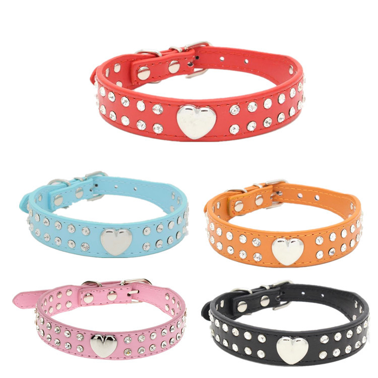 Fancy Heart Alloy Decoration Large Rhinestones OPP Bag Pet Collar
