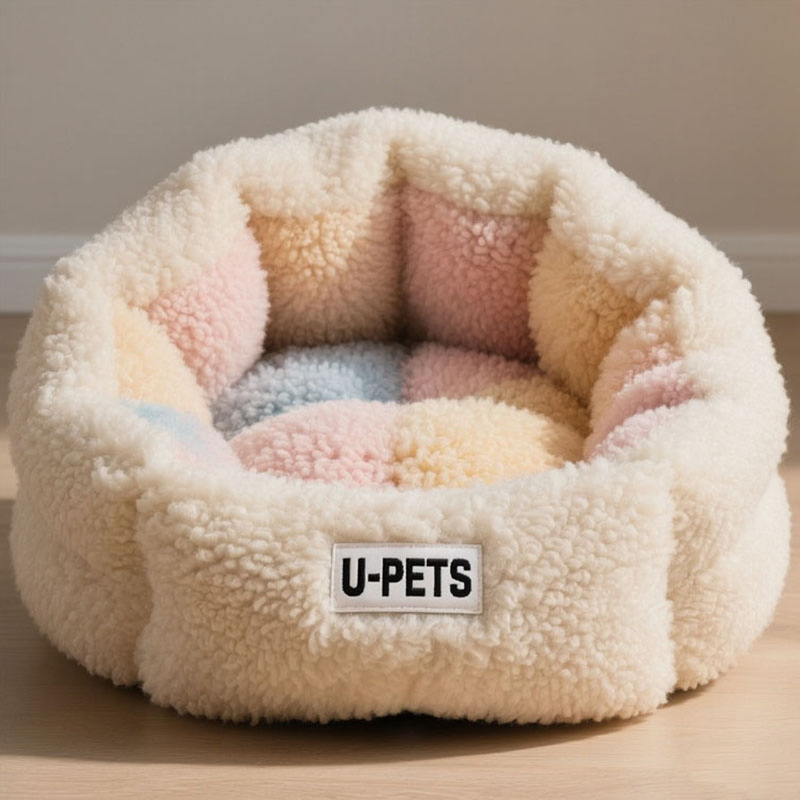 Factory Price Sherpa Fleece Calming Pet Bed for Indoor Cats and Dogs
