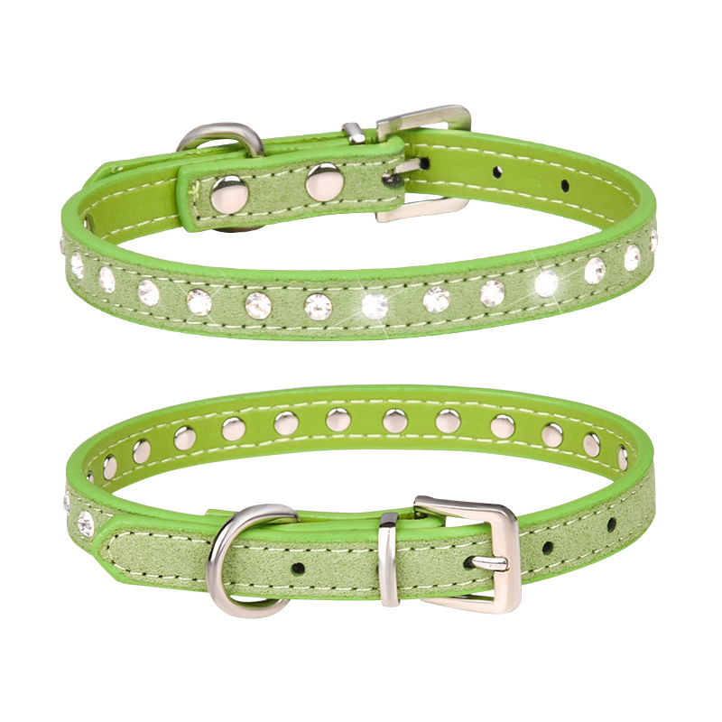 Rhinestone Dog Collar, Bling Rhinestone PU Leather Crystal Diamond Pet Dog Cat Puppy Collar S M L XL