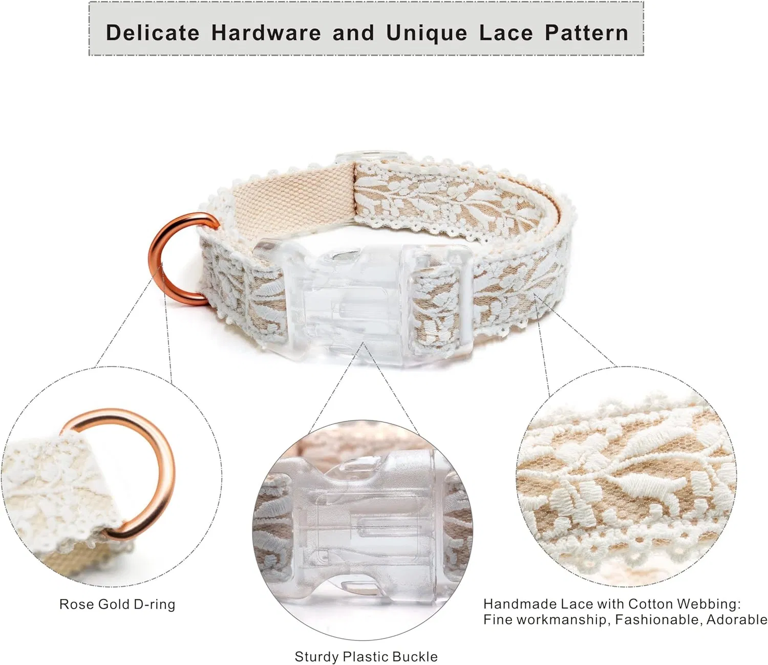 Dog Collar and Leash Set Cotton Lace Handmade Dog Collar Leash Set