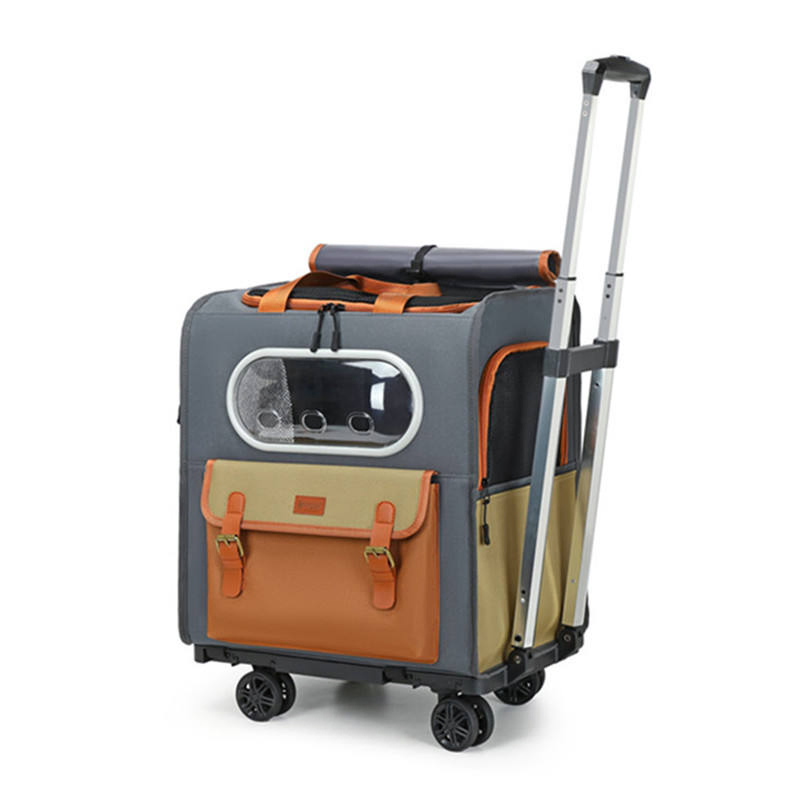 High Quality Breathable Oxford Pet Carrier Backpack Trolley Bag with Button Closure Large Capacity for Dogs