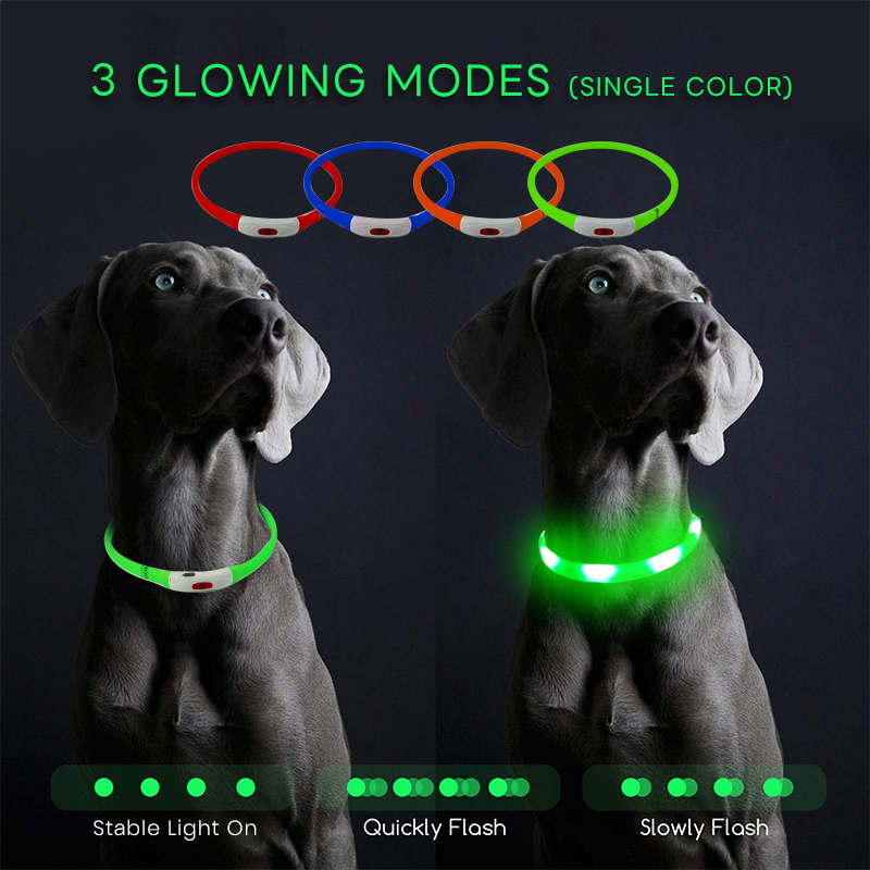 Large Medium Small Dogs USB Light Night Safety Pet Glowing Accessories Luxury Solid PVC LED Luminous Dog Collar