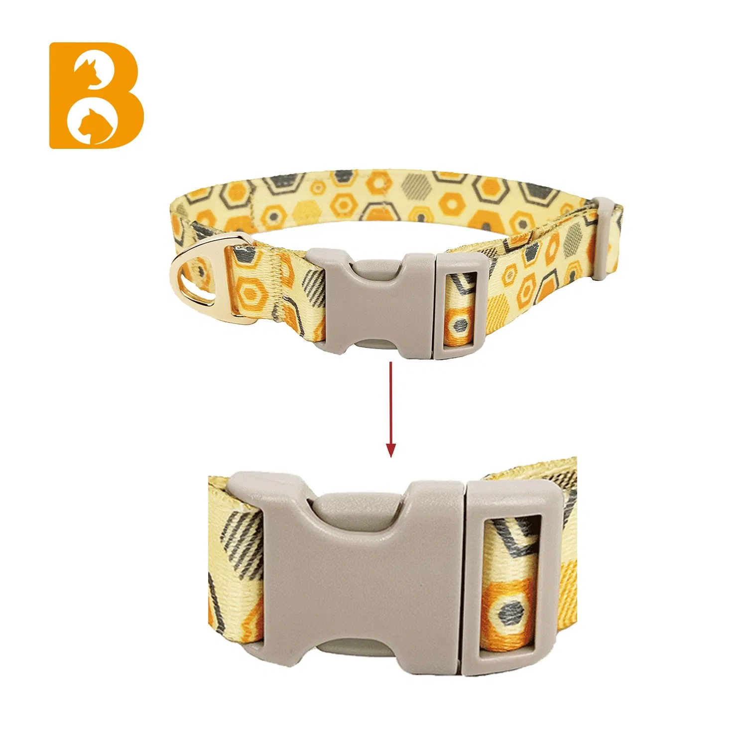 Customized Printing Breathable No Pull Pet Dog Harness with Matching Collar