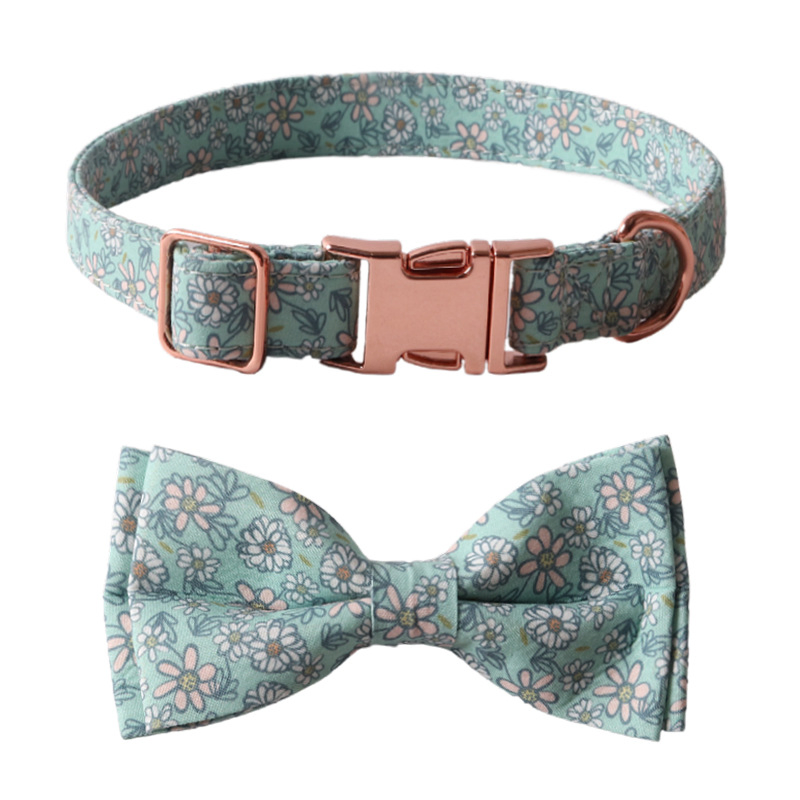 Pet Collar Bandanas Wholesale Rose Gold Metal Buckle Follower Printed Cotton Collar Customized Dog Bandana Adjustable Dog Collar
