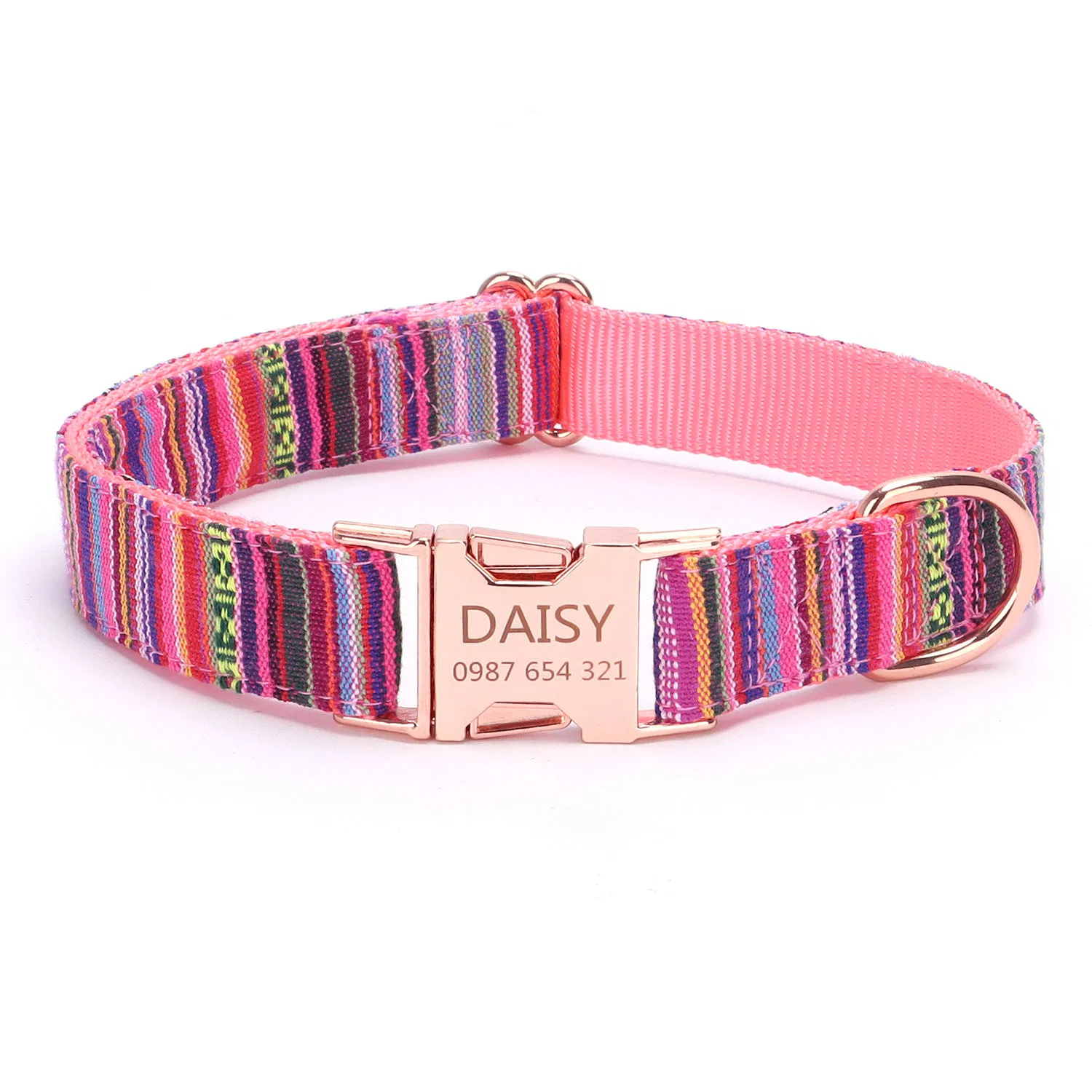 Polyester Pet ID Collar with Bohemian Ribbons &amp; Custom Metal Buckle