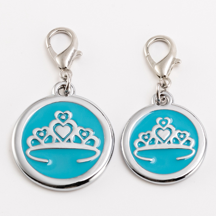 Pet ID Card Smooth Engraved Metal Crown Dog Tag Pendant