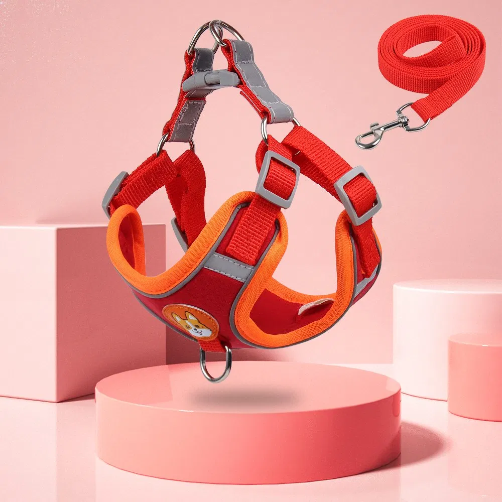 Red Color Pet Lead Walking Running Leashes Dogs Chest Strap Reflective Harness Vest