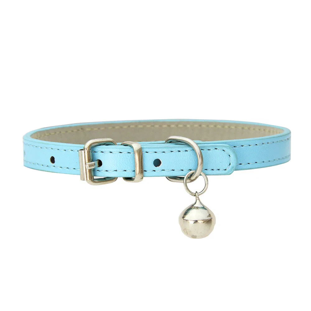 Custom Eco-Friendly PU Leather Adjustable Pet Cat Dog Collar Circle Charm