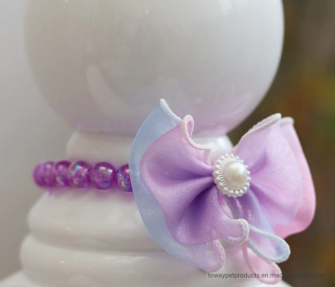 Design New Pet Pearl Bowknot Necklace Dog Collars Pup Accessories