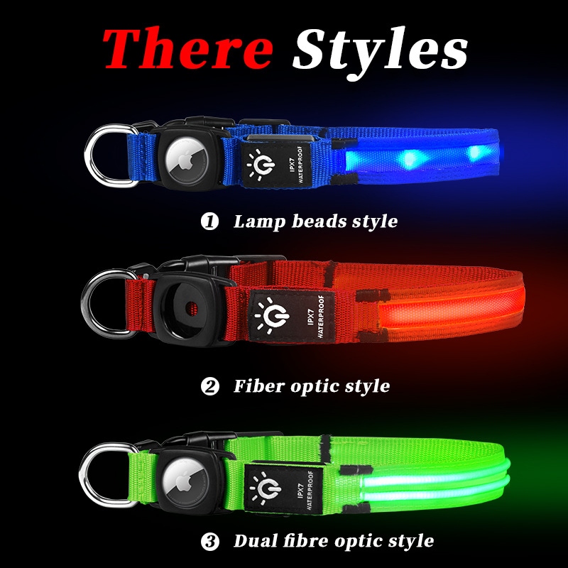 Light up Dog Collar at Night-LED Dog Collar Adjustable-Lighted Dog Collar Rechargeable Waterproof-Dog Lights for Night Walking-Glow in The Dark Dog Collars