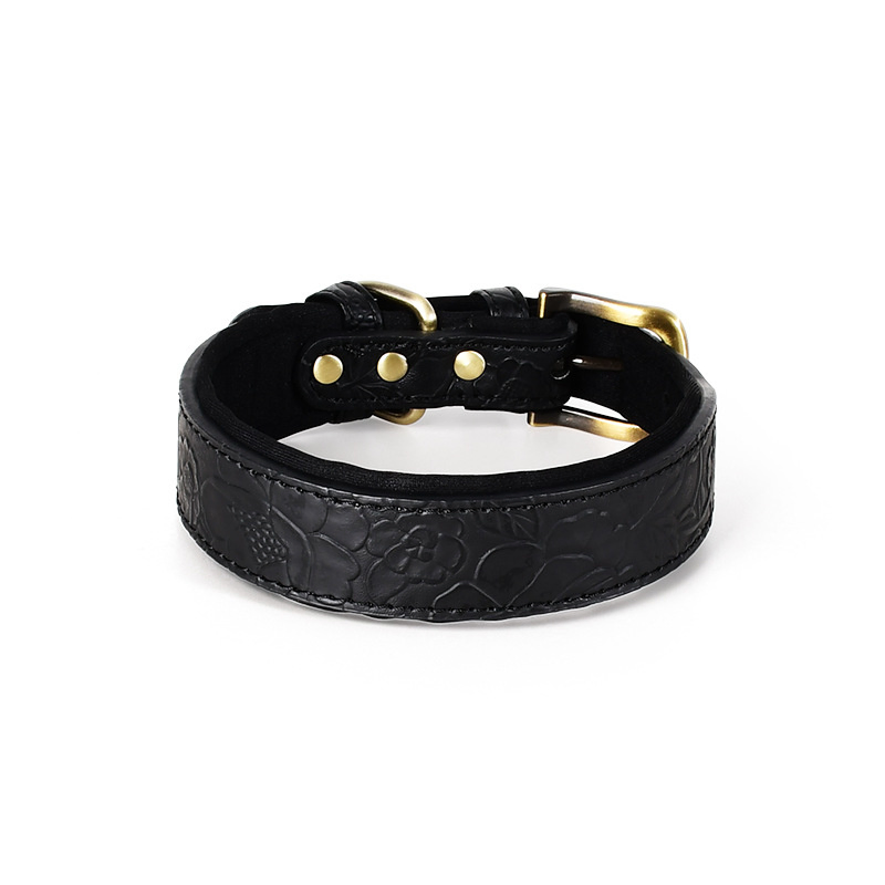 Soft Leather Dog Collar with Adjustable Buckle for Daily Use