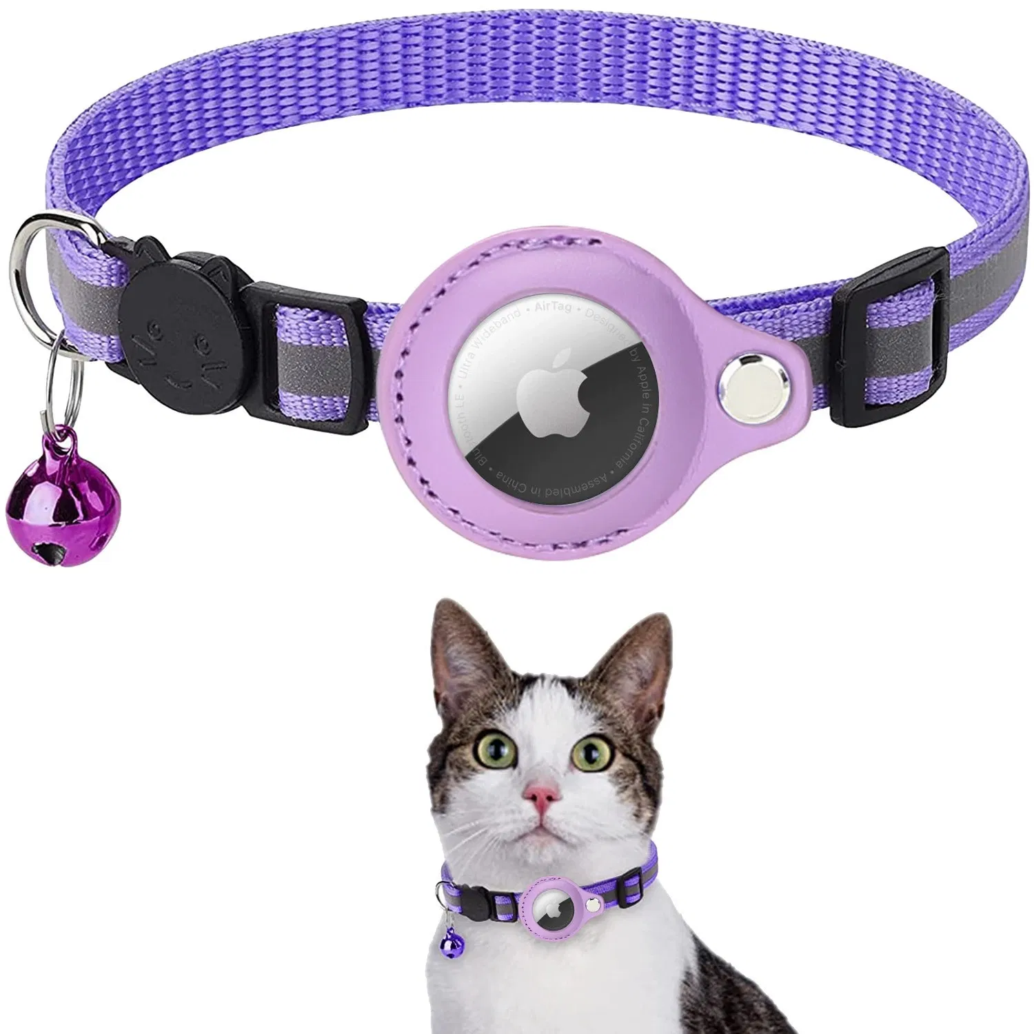 Custom Reflective Strap Pet Locator Collar for Airtag Pet Tracker Anti-Loss Cat Collar