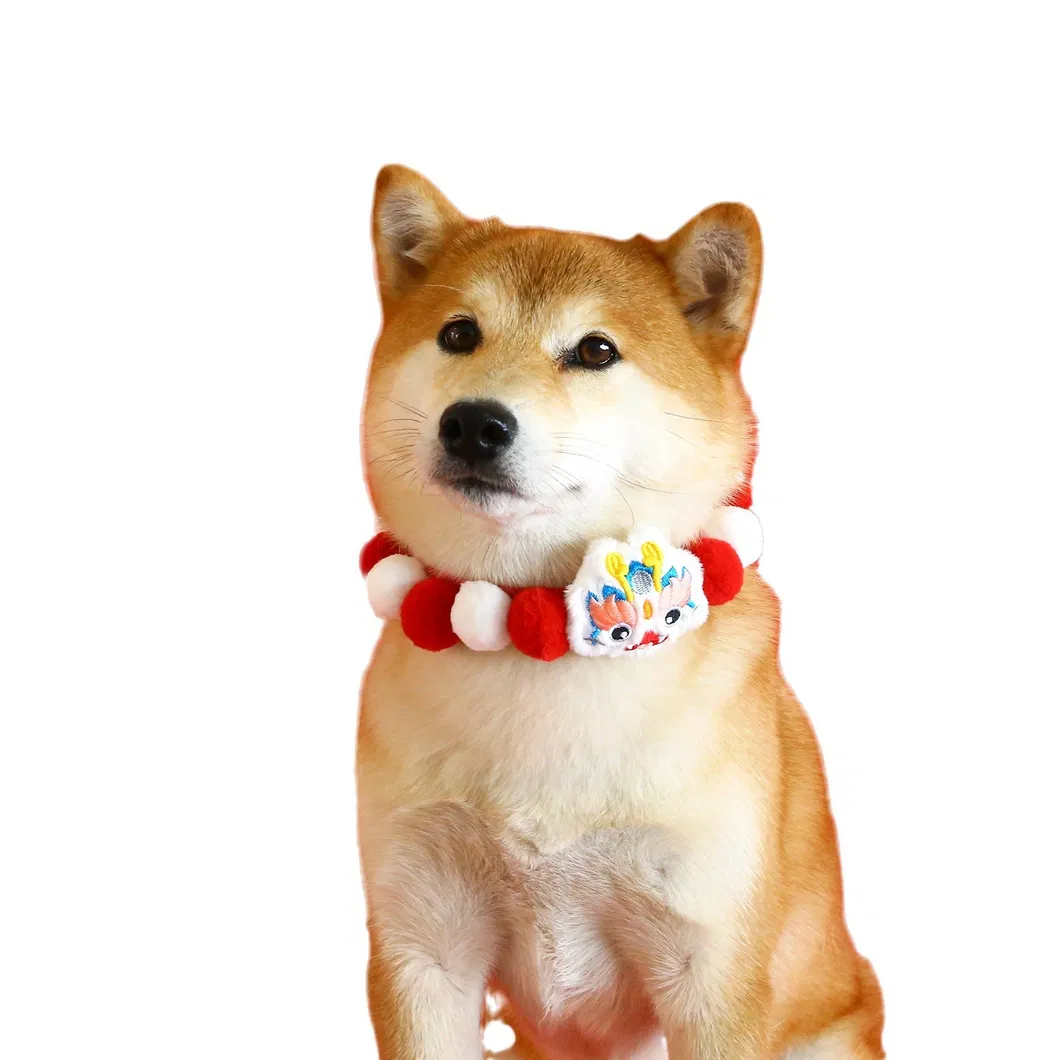 Chinese New Year Costume for Pet Velvet Red Bowknot Cat Collars