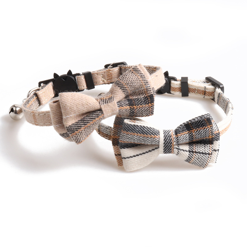 High Quality Designer Bow Tie Pet Collars Dog Bandana Collar Adjustable Cotton British Plaid Safety Dog Cat Collars Pet Supplies