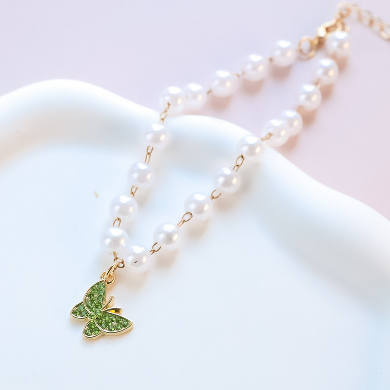 Pet Collar Cat Dog Bell Pearl Necklace Rhinestone Butterfly Jewelry Glitter Diamond
