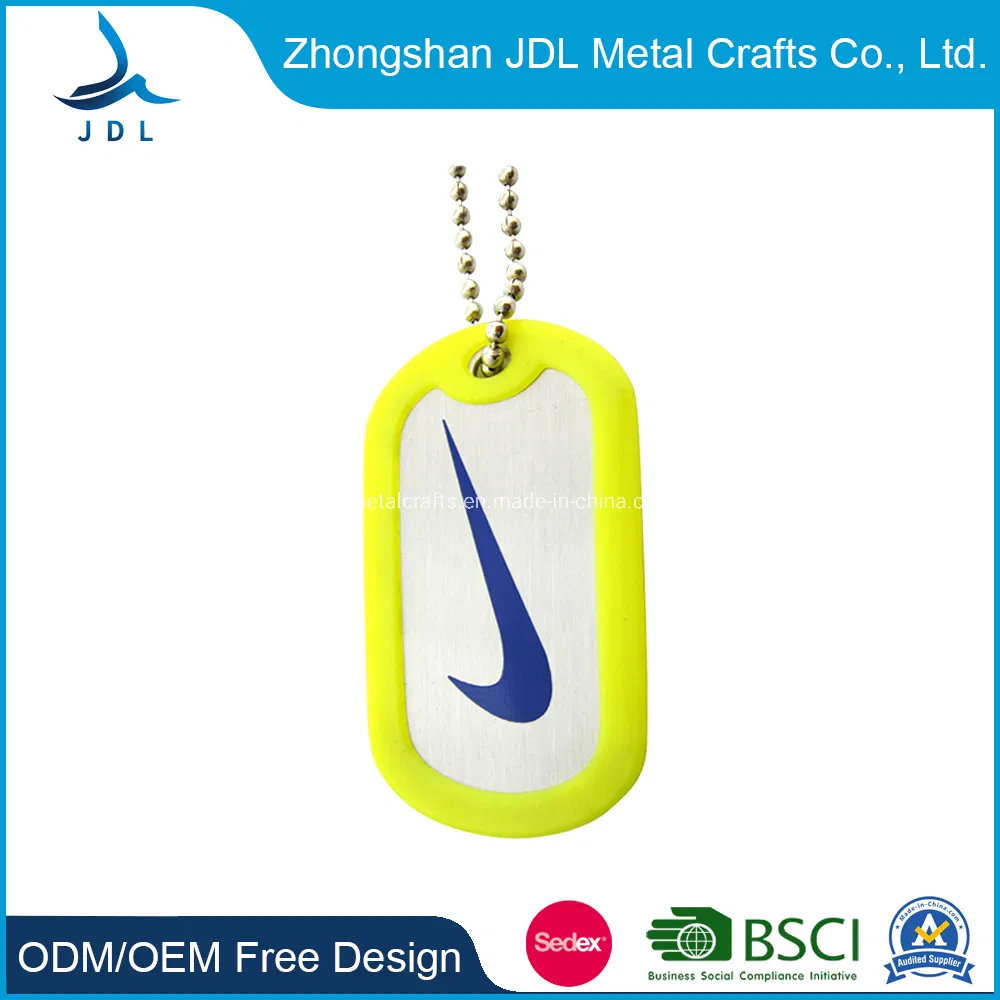 Custom Metal Zinc Alloy Embossing Embossing Machine Engraving Stainless Steel Blank ID 3D Logo Silver Plated Dog Tag Pendant for Decoration