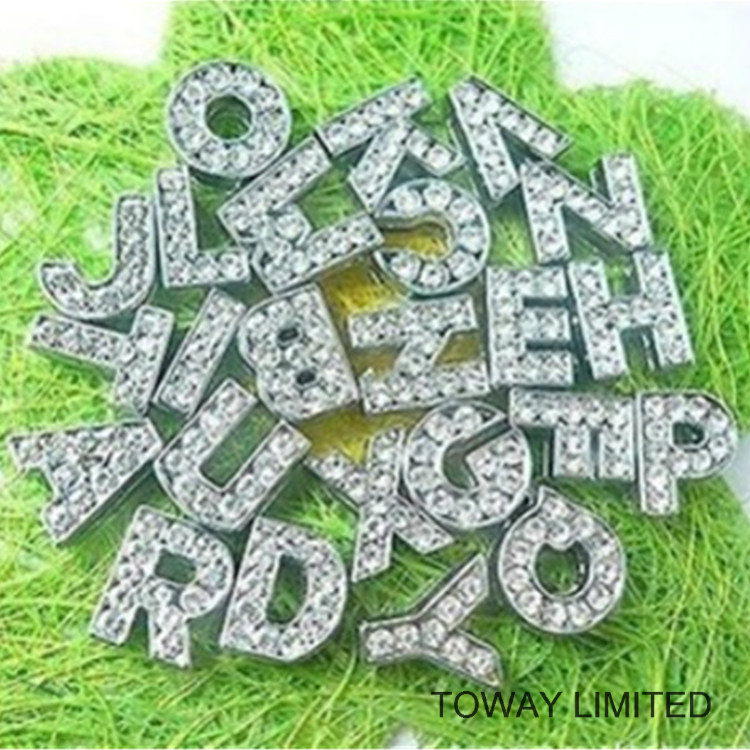 Crystal Letters for PU Lead Pet Collars Slider Accessories